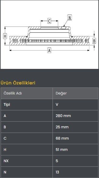 FREN DISKI ON (280-5)- MAZDA-3 15- / CX3 13-