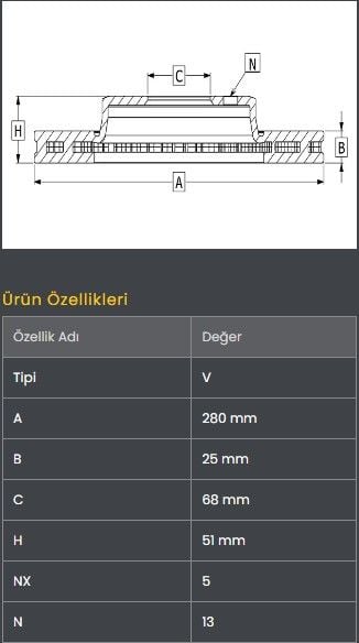 FREN DISKI ON (280-5)- MAZDA-3 15- / CX3 13-