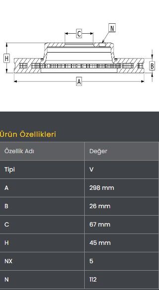FREN DISKI ON (298-5)- KORANDO C JEEP 10-14