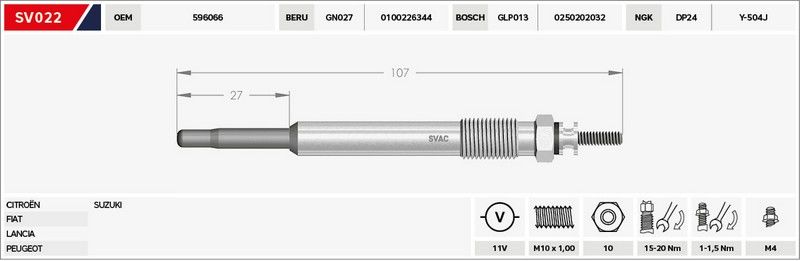 KIZDIRMA BUJİSİ (ISITMA) GRAND VITARA / PARTNER / CITROEN BERLINGO / C4 / C5 2.0 HDI / 11V.