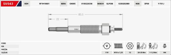 KIZDIRMA BUJİSİ (ISITMA) BONGO / PREGIO / CERES 2.2 11V.