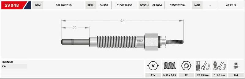 KIZDIRMA BUJİSİ (ISITMA) H-100 97-06 / STAREX 97-08 / BONGO 2.5 TCI 11V