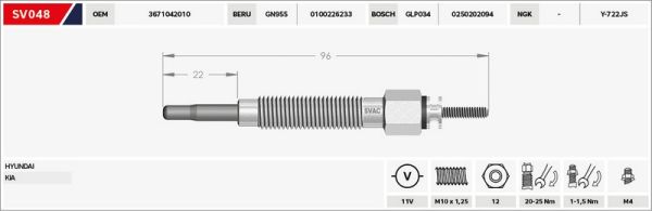 KIZDIRMA BUJİSİ (ISITMA) H-100 97-06 / STAREX 97-08 / BONGO 2.5 TCI 11V