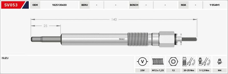 KIZDIRMA BUJİSİ (ISITMA) NPR-59 / NPR-66 23V.