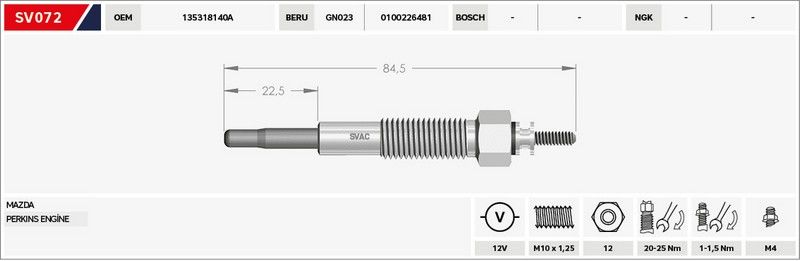 KIZDIRMA BUJİSİ (ISITMA) L-200 00-06 ŞOKLU 12V.