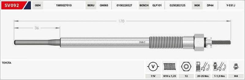 KIZDIRMA BUJİSİ (ISITMA) HILUX 06-11 / AVENSIS / RAV-4 2.0D 11V