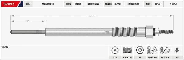 KIZDIRMA BUJİSİ (ISITMA) HILUX 06-11 / AVENSIS / RAV-4 2.0D 11V