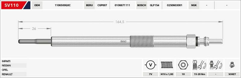KIZDIRMA BUJİSİ (ISITMA) NAVARA 16-18 2.3 DCI / MURANO / PATHFINDER / QASHQAI / X-TRAIL