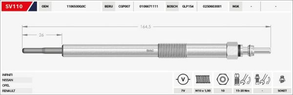 KIZDIRMA BUJİSİ (ISITMA) NAVARA 16-18 2.3 DCI / MURANO / PATHFINDER / QASHQAI / X-TRAIL