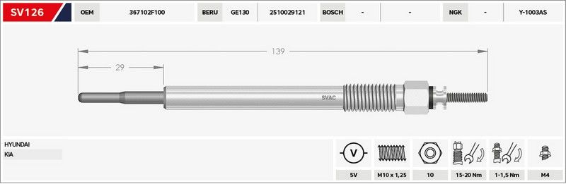 KIZDIRMA BUJİSİ (ISITMA) IX-35 10-15 / SANTAFE 09-12 2.2 / SORENTO 09-15 2.0 5V.