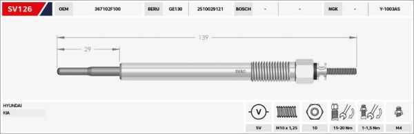 KIZDIRMA BUJİSİ (ISITMA) IX-35 10-15 / SANTAFE 09-12 2.2 / SORENTO 09-15 2.0 5V.