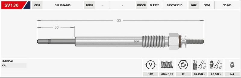 KIZDIRMA BUJİSİ (ISITMA) ACCENT 11-15 BLUE / I-20-08-14 / I-30 07-15 / ELANTRA 11-15 / IX-35 11-15