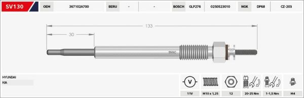 KIZDIRMA BUJİSİ (ISITMA) ACCENT 11-15 BLUE / I-20-08-14 / I-30 07-15 / ELANTRA 11-15 / IX-35 11-15
