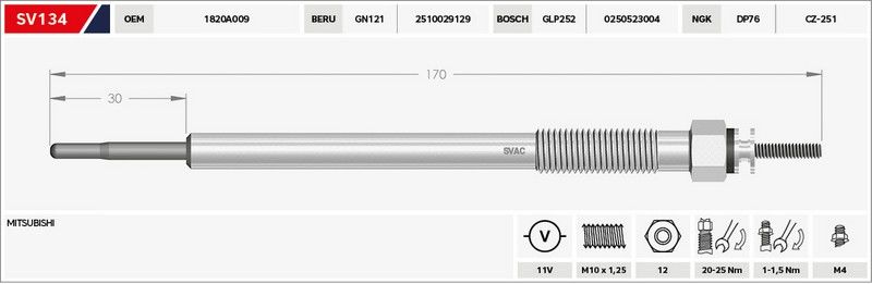 KIZDIRMA BUJİSİ (ISITMA)- L200-CR EURO4 06-10 11V