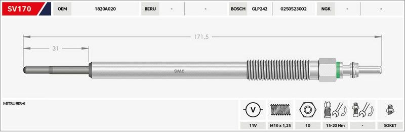 KIZDIRMA BUJİSİ (ISITMA)- L200-CR EURO5 10-15 11V