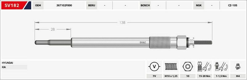 KIZDIRMA BUJİSİ (ISITMA) IX-35 2.0 CRDI / SORENTO II 2.2 CRDI / SPOTAGE 2.0 CRDI 7V