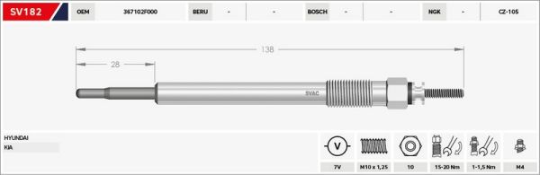 KIZDIRMA BUJİSİ (ISITMA) IX-35 2.0 CRDI / SORENTO II 2.2 CRDI / SPOTAGE 2.0 CRDI 7V
