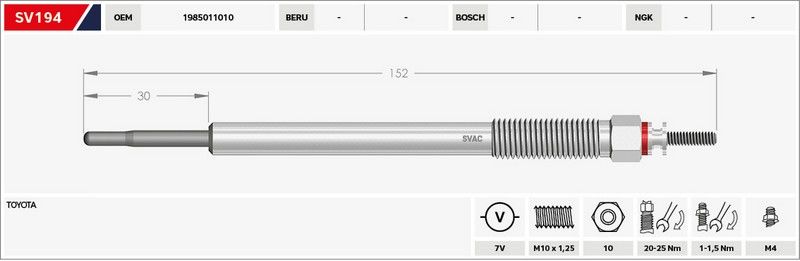 KIZDIRMA BUJİSİ (ISITMA) HILUX VIII 2.4 D - 2.8 D / LAND CRUISER PRADO 2.8 D-4D 7V