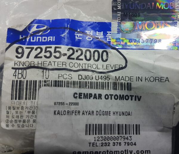 Kalorifer Ayar dügme Hyundai