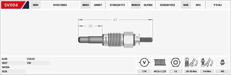 KIZDIRMA BUJİSİ (ISITMA)- TATA-TELCOLINE / SAFARI / POLO/GOLF/PASSAT/LEON 1.6