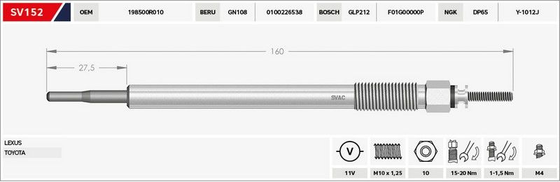 KIZDIRMA BUJISI (ISITMA)- AVENSIS 03- / VERSO 04- / RAV4 / LANDCRUISER / LEXUS