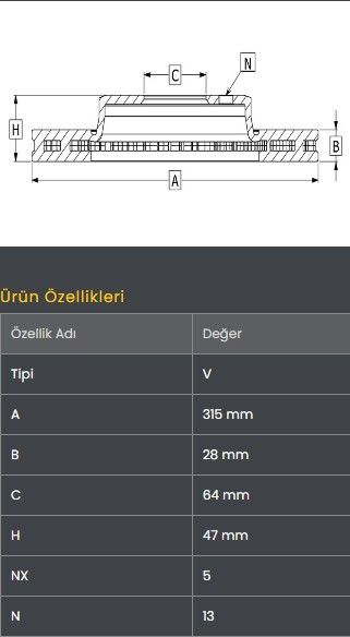 FREN DISKI ON (315-5)- CRV 1.6 I-DTEC 15-