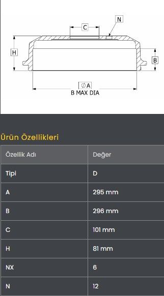 FREN KAMPANASI ARKA (295-6)- D-MAX 12- (EURO5)