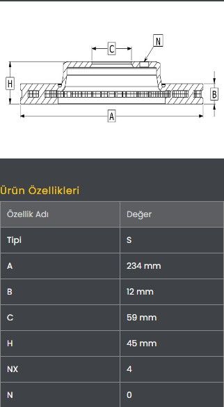 FREN DISKI ON (234-4)- MICRA-K11 92-03