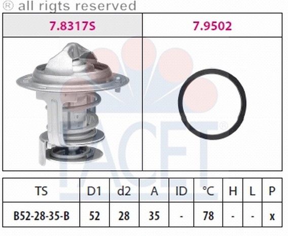 TERMOSTAT(52-78C)-APPLAUSE/FEREZO/TERIOS 97>00  (FACET)