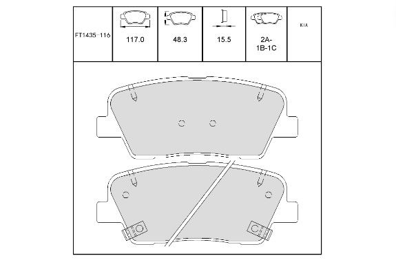 ARKA FREN BALATA (SEGMAN DELIKLI) - SORENTO 10-15 / SANTAFE 10- / GENESIS 08- / MUSSO GRAND 19-