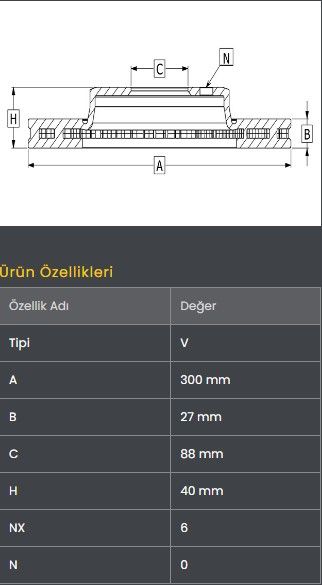 FREN DISKI ON (300-6)- D-MAX 12-16  EURO5 / D-MAX 1.9 DDI 17-