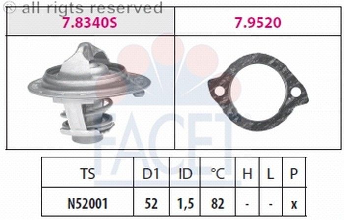 TERMOSTAT(52-82C)-PRIDE/SEPHIA/SHUMA/SPECTRA/626/323-FAMILYA (FACET)