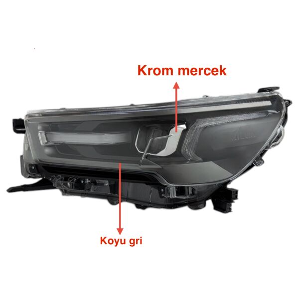 FAR HILUX REVO 21-24 LH (MERCEKLİ/İÇİ KOYU GRİ/ KROM MERCEK)/(HILUX YAZILI-INVINCIBLE)