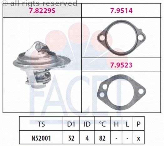 TERMOSTAT(52-82C)-LANCER/COLT/GALANT 88>92  (FACET)