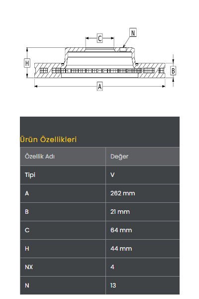 FREN DISKI ON (262-4)- CIVIC 1.6cc 92-06 / JAZZ 08- / ROVER-200/400/25/45 / CITY 21-