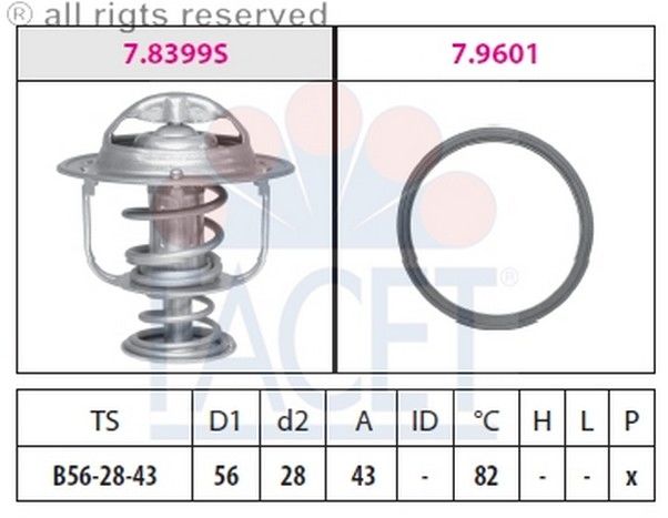TERMOSTAT(56-82C)-COLT1.5 05>/LANCER-COLT 92>03/CARISMA 1.6-1.8  (FACET)