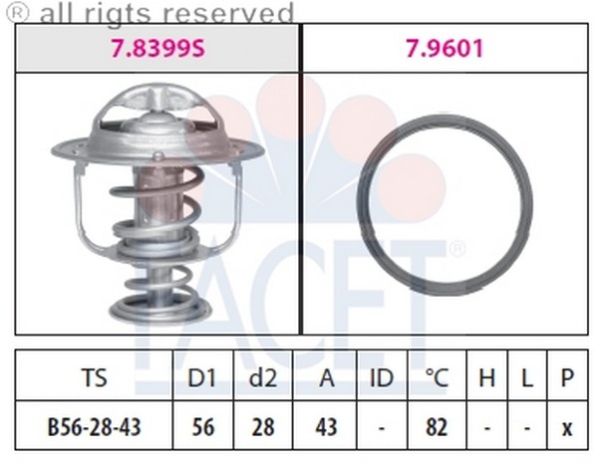 TERMOSTAT(56-82C)-COLT1.5 05>/LANCER-COLT 92>03/CARISMA 1.6-1.8  (FACET)