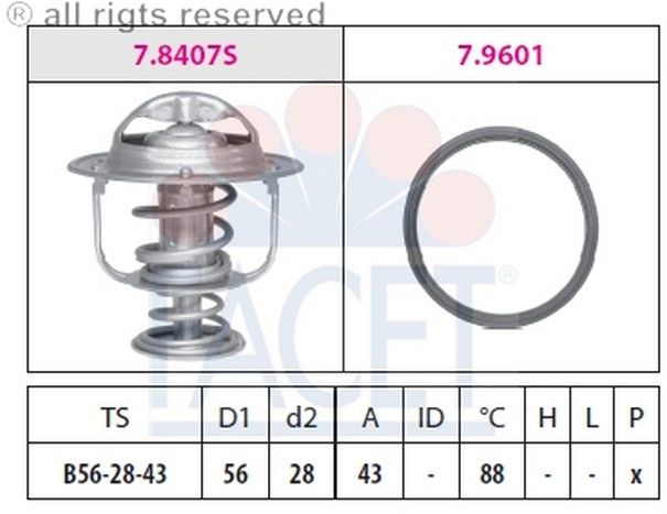 TERMOSTAT(56-88C)CARISMA 1.6-1.8  96>> (FACET)