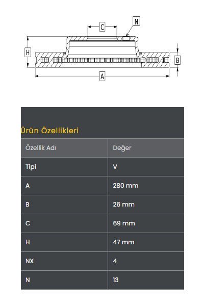 FREN DISKI ON (280-4)- ELANTRA 04-06 / SONATA 01-04