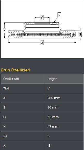 FREN DISKI ON (280-5)- TUCSON 04-09 / SPORTAGE 04-09 / I30 07-11 / SONATA 05-09 / CEED 07-11