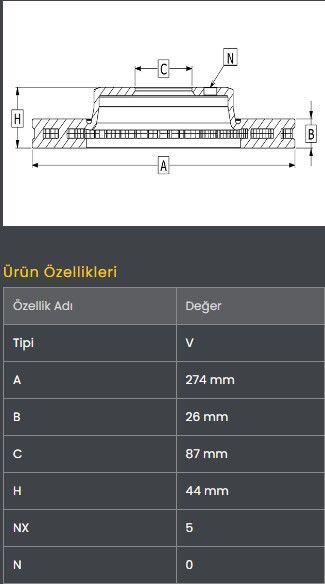 FREN DISKI ON (274-5)- STAREX 03-07 / H100 KAMYONET 04-