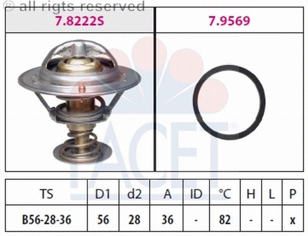 TERMOSTAT(56-82C)-COROLLA 08>/AURIS 08>/AVENSIS 03>/COROLLA 03>/YARIS 06> D4D  (FACET)