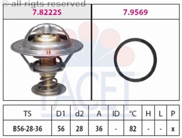 TERMOSTAT(56-82C)-COROLLA 08>/AURIS 08>/AVENSIS 03>/COROLLA 03>/YARIS 06> D4D  (FACET)
