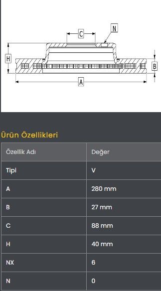 FREN DISKI ON (280-6)- D-MAX 4WD 02-12