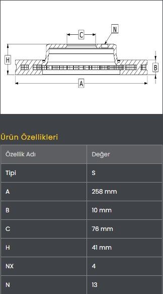 FREN DISKI ARKA (258-4)- CERATO 04-