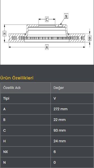 FREN DISKI ON (272-6)- B2500 4WD 96-98