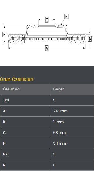 FREN DISKI ON (267)- GOLF7 / A3 / LEON / OCTAVIA 13-