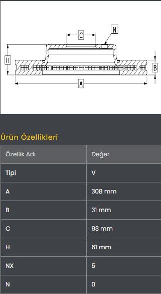 FREN DISKI ON (308-5)- CUSTOM 14- / V363 ÇIFT TEKER