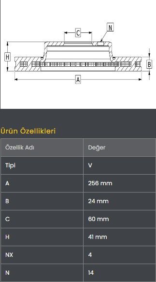 FREN DISKI ON (257-5)- SCUDO I 96-06 / EXPERT I 96-06 / JUMPY I 96-06