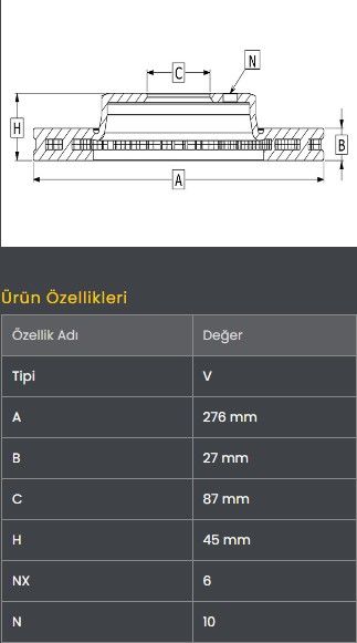 FREN DISKI ON (276-6)-L200 4WD 01-